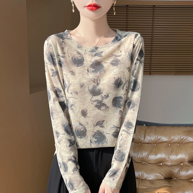 Wholesale 2025 New Summer Round Neck Sweater Long-Sleeved T-Shirt Women's Tie-Dye Printed Women's Tops Women's Summer Thin Wholesale 2025 New Summer Round Neck Sweater Long-Sleeved T-Shirt Women's Tie-Dye Printed Women's Tops Women's Summer Thin