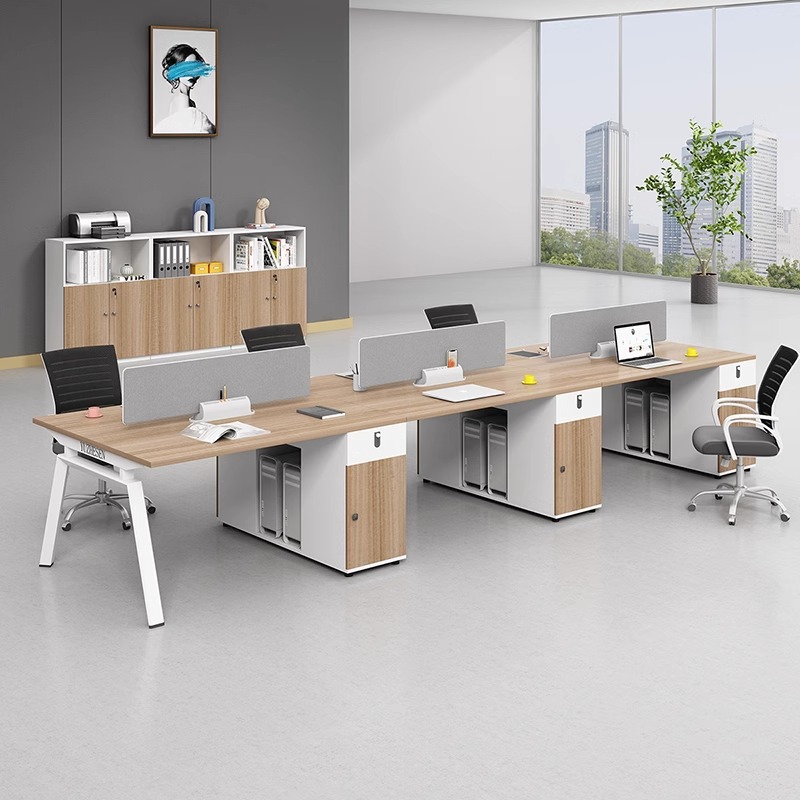 Mesa y silla de oficina simple y moderna de personal combinada tarjeta de trabajo de cuatro personas doble estación de trabajo escritorio de computadora
