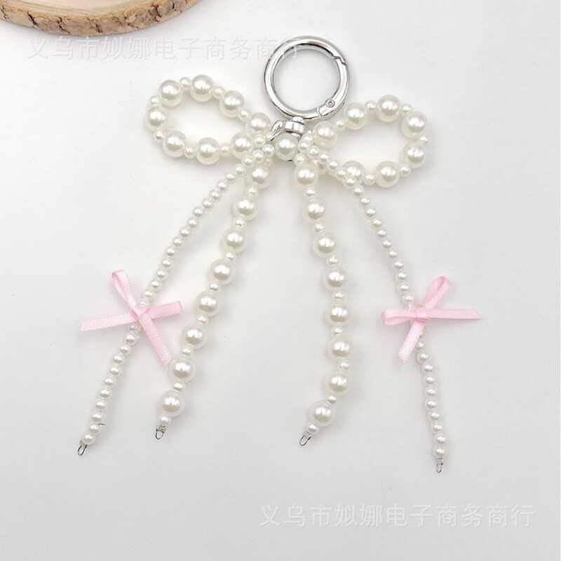韓国ジュエリーインファッションリボンパール携帯電話吊りチェーンバッグキーホルダーアクセサリーヘアアクセサリーデザイン女の子|undefined