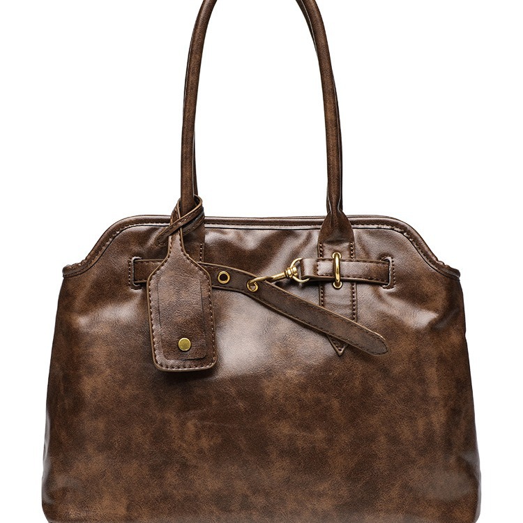 Bolso maletín retro perezoso para mujer, textura de gran capacidad, diseño de nicho simple y versátil, bolso portátil de un solo hombro