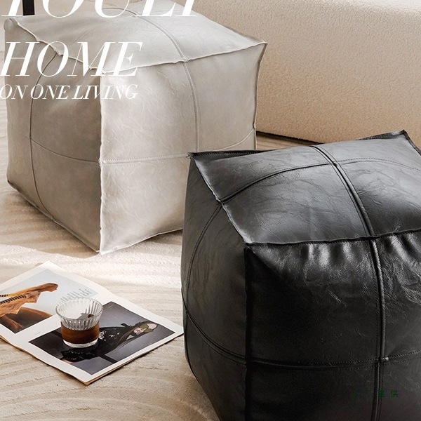 轻奢皮墩榻榻米地上坐垫客厅家用坐墩创意油蜡皮蒲团坐垫飘窗坐垫