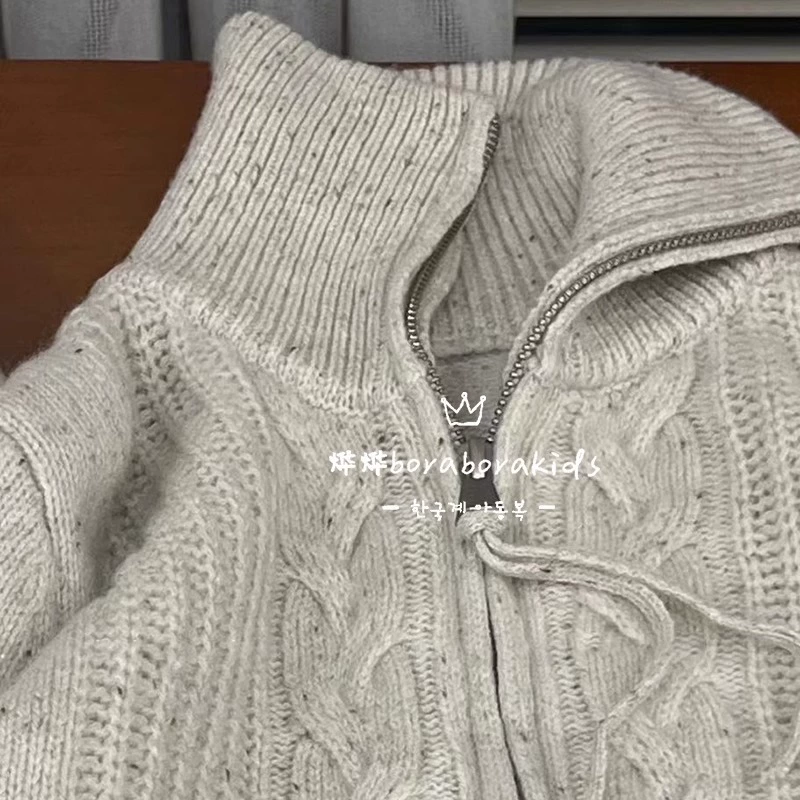 Летняя одежда, демисезонный свитер, детская связаная down jacket, кардиган на молнии, детская одежда, для подростков