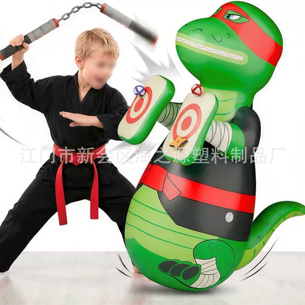 Cartoon Ninja Dinosaur Inflatable Tumbler Children's Boxing Target Indoor Fighting Interactive Sports Toy
