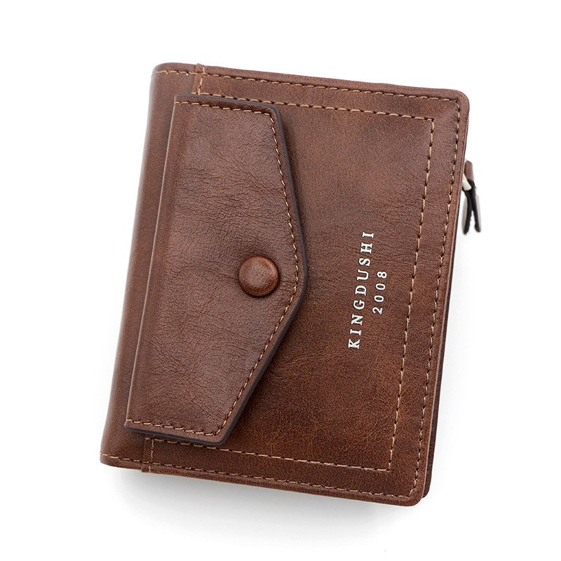 Cartera corta de los hombres casuales de Corea vertical multi-tarjeta de negocios cremallera clave billetera mini monedero de plata