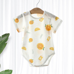 Baby Short Sleeve Pajama Set, Newborn Pure Cotton Mesh Crawling Suit for Boys and Girls, Thin Summer One-Piece Suit, Wholesale