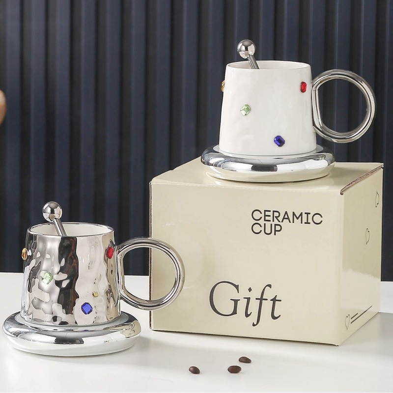 クリエイティブセラミックカップ暖かいカップオフィス花束カップコーヒー誕生日プレゼント個性大セットパンダカップ|undefined