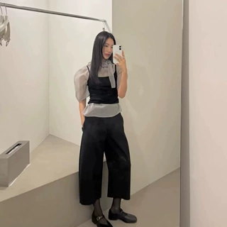 XH韩系【李锦华同款】弯刀裤东大门夏季新款高腰显瘦七分裤