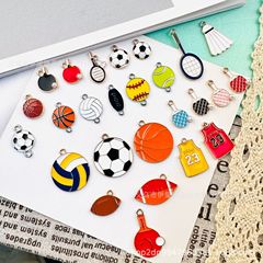 アクセサリーdiy部品ダブル吊りスポーツボール模様滴油合金ネックレスブレスレット