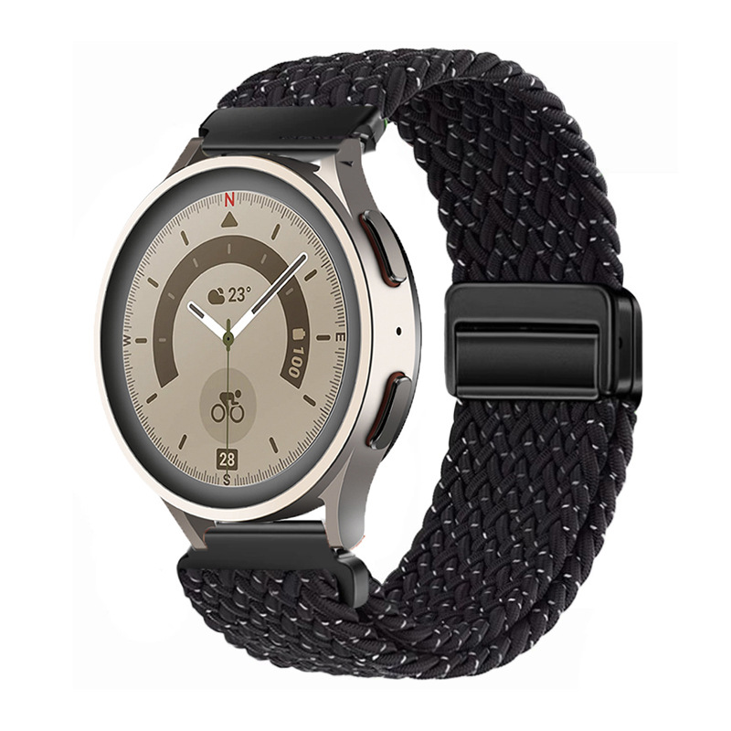 Adecuado para correa de reloj Huawei GT5 con hebilla de succión magnética, correa de reloj deportivo Samsung watch7 elástica y transpirable tejida de nailon