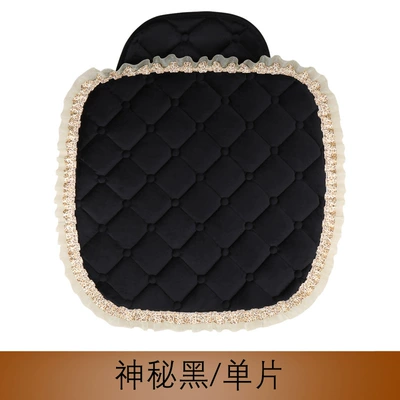 2024 lace gold velvet autumn and winter universal comfortable soft multi-piece car seat cushion warm cushion (Wool pad) - mysterious-black-single-piece