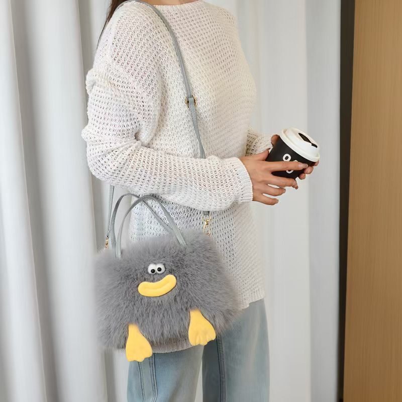 新しいパーソナライズされたインターネットセレブソーセージ口ぬいぐるみバッグかわいい女の子の毛皮のような面白いワンショルダークロスボディ携帯電話バッグ|undefined
