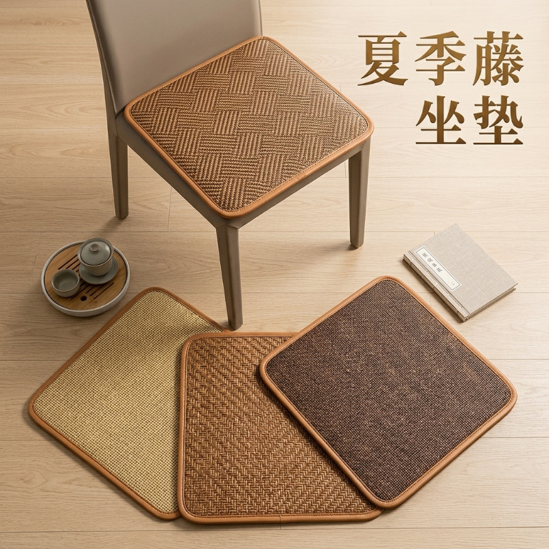 Rattan Seat Cushion for Summer, Office Cooling Mat, Living Room Chair Cushion, Dining Chair Pad, Stool Cushion, Thickened Summer Version, Seat Pad