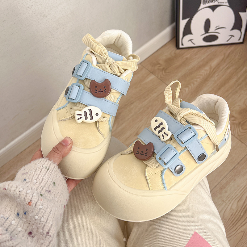 2025 primavera nuevas zapatillas de todo fósforo estudiantes zapatos de lona coreanos Harajuku de corte bajo zapatos blancos pequeños de nicho Yuanbo 1725 image 2