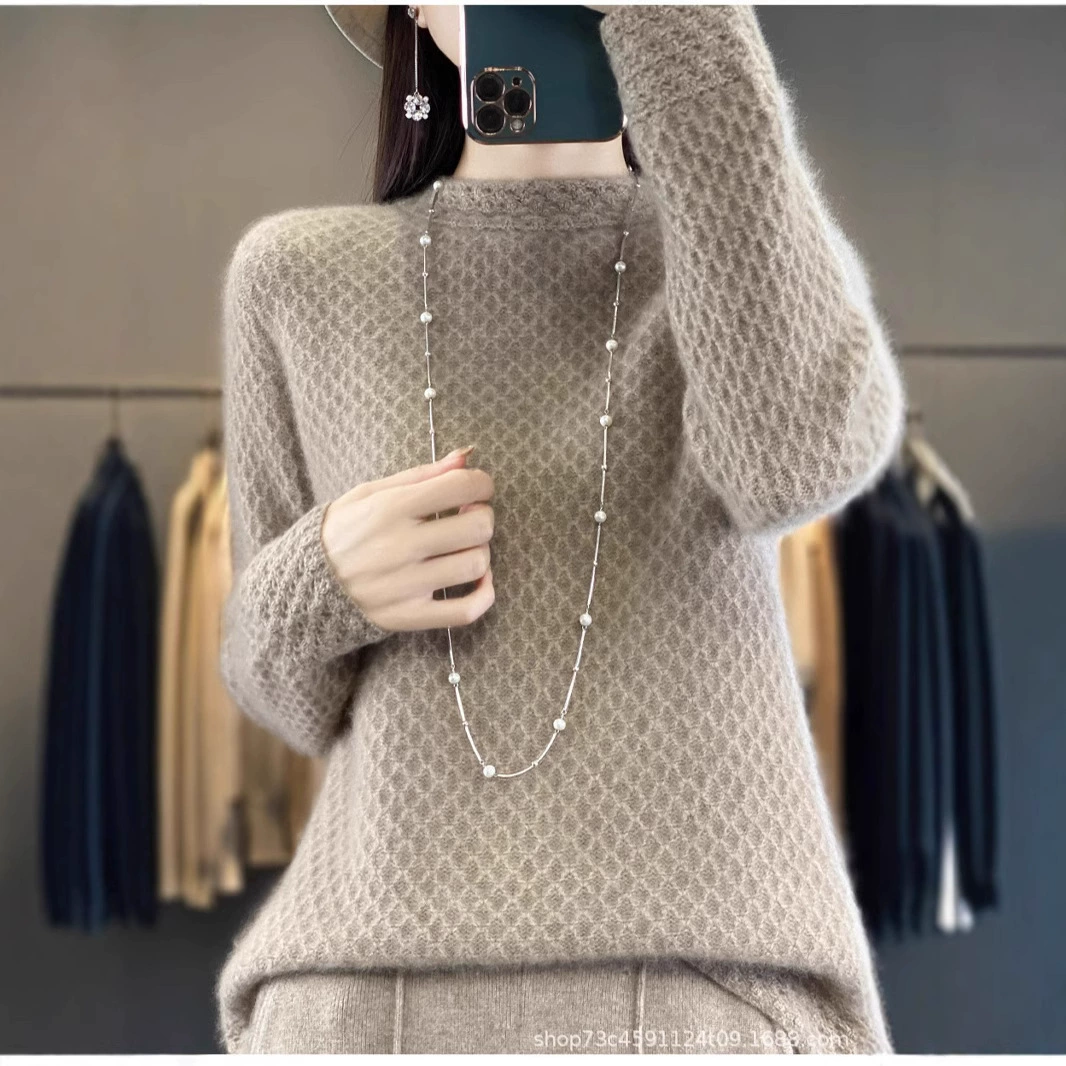 Heavy Industries полые крючковые цветы красный полувысокий воротник 100 шерстяные свитера с длинными рукавами вязаные толстые свитера свободные нижние рубашки