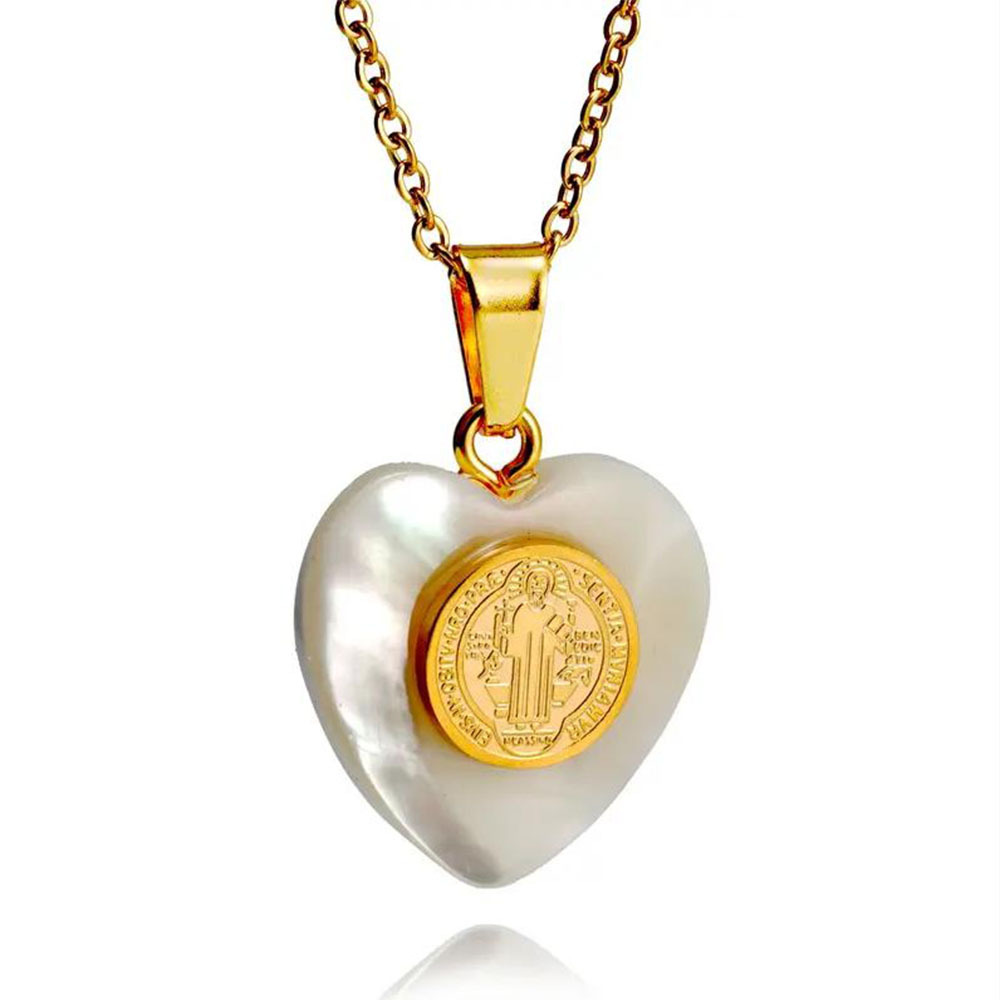 10g Weight 0.03µm Gold Plating Thickness PVD Coated Gold Plating Process 18K Real Gold Plated Plating Material Shell, Titanium Steel Pendant Material Stone-Free Inlay Material Pendant Necklace Classification Ferroalloy Chain Material Real Gold Plated Heart Shape 304 Stainless Steel Shell Elegant Religion Waterproof Non Tarnish Titanium Steel Pendant Necklace