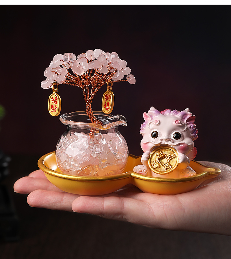 Pixiu Crystal Money Tree Set Car Ornament Creative Home Entryway Desktop Wealth-Attracting Decoration - Dropshipping Available