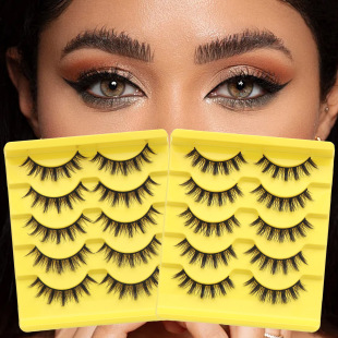 Net red little devil false eyelashes five pairs 009 natural curling hard stem eyelashes factory wholesale cross-border supply