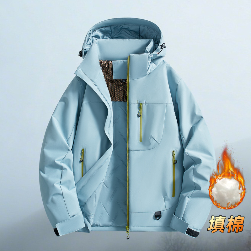 秋冬运动棉衣男户外女棉服加厚保暖防风加绒外套大码休闲连帽夹克|undefined