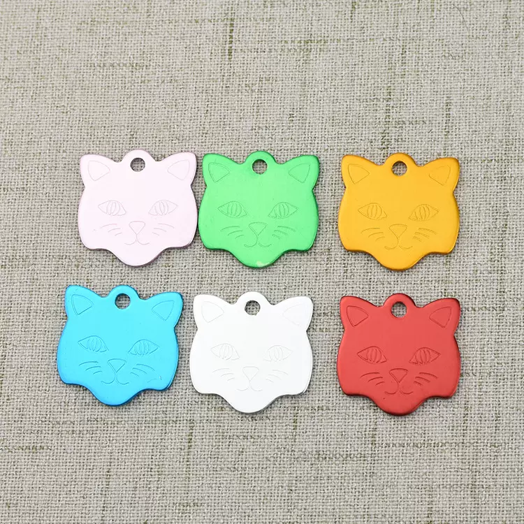 宁海厂家供应猫型铝合金挂牌 电镀刻印多色宠物挂牌 可来电制作