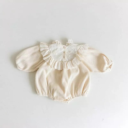24 spring Korean version of baby harem ins style baby jumpsuit waffle small fragrance bag fart clothing long-sleeved romper