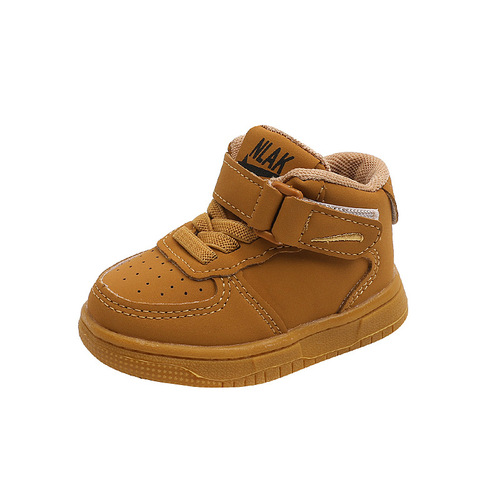 Girls and boys  new autumn sneakers, soft-soled white shoes, breathable mid-top Velcro casual sports shoes, trendy