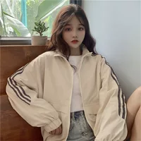 Пальто женское популярное в Instagram на весну и осень, новое свободное повседневное универсальное модное ретро жареное уличное соляное Полосатое пальто с длинным рукавом