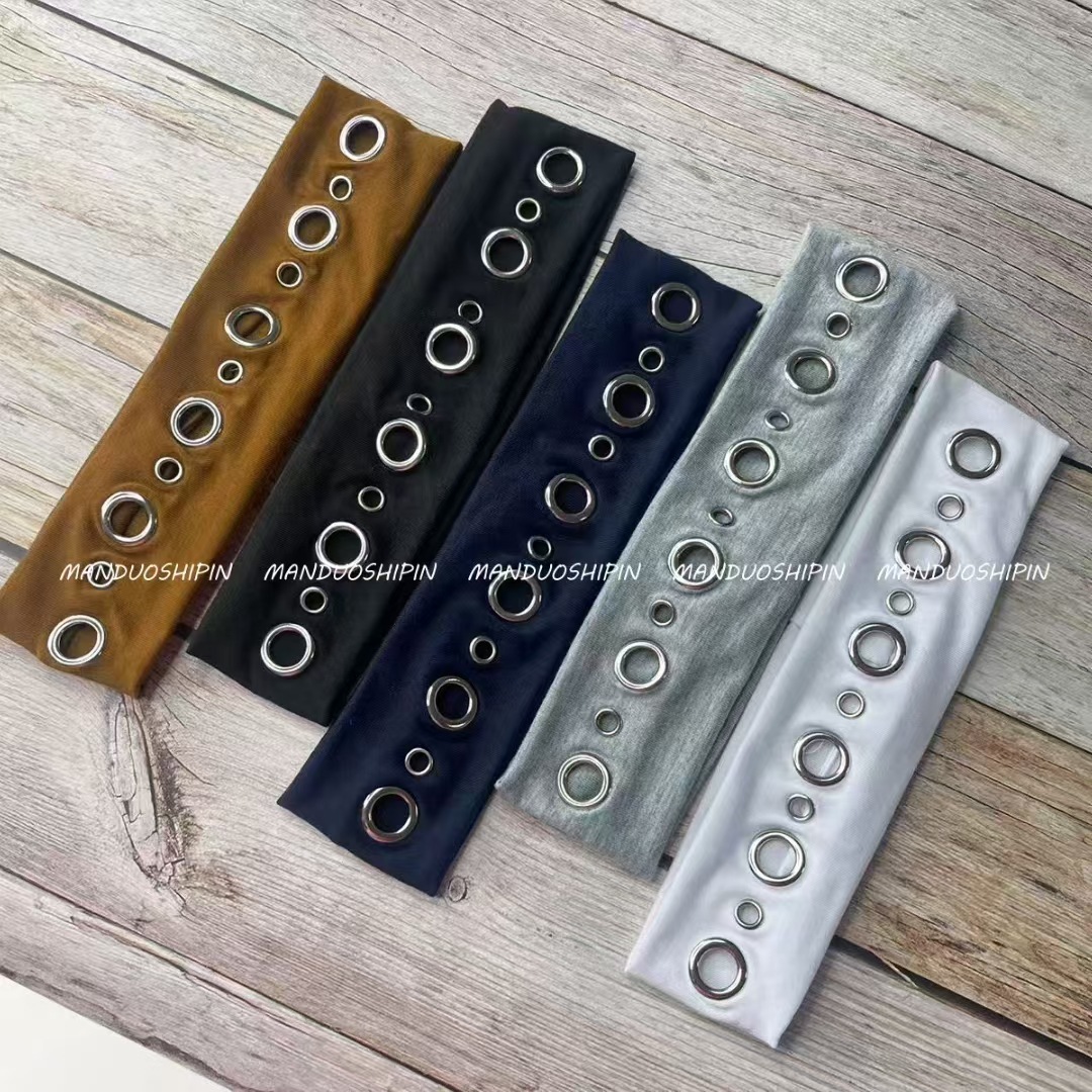 Bandas de pelo punk transfronterizas bandas de pelo elásticas de tela de rock festival de música agujero bandas de pelo retro dulces y frescas bandas de cabeza de color sólido