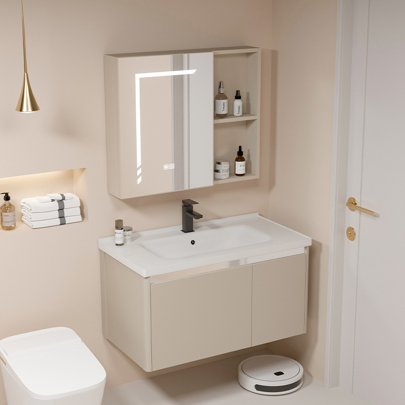 Nuevo gabinete de baño de aleación de aluminio lavabo de cerámica lavabo de baño integrado lavabo lavabo gabinete de lavabo