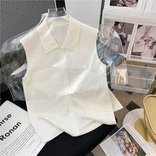 大洪【叠穿伴侣】设计感百搭无袖针织Polo翻领内搭打底绵羊毛背心