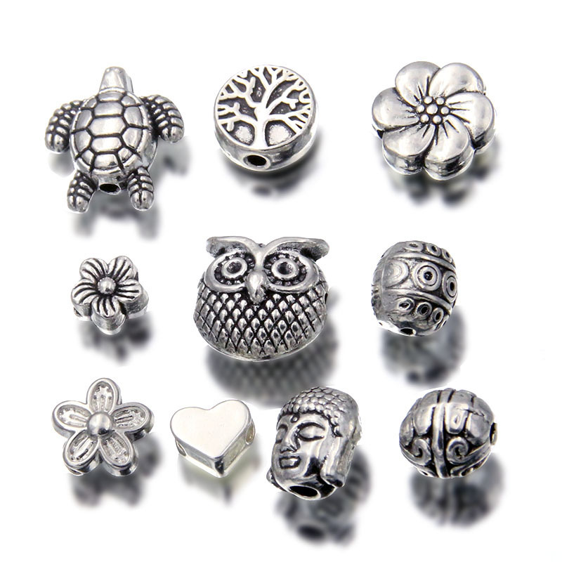 10 1 exquisite explosion DIY zinc alloy flowers and trees animal big hole beads keychain jewelry accessories