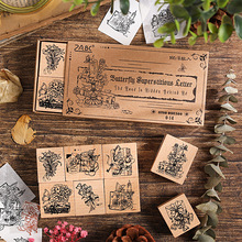 【批量加工定制】蝶迷花信木头橡胶手账印章盖章手账印章oem定制