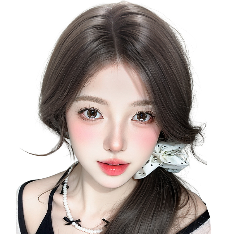 Fallo flequillo femenino, parte superior del cráneo alto, parte superior de la cabeza, cantidad adicional para cubrir el cabello blanco, esponjoso, ligero, natural, frente, flequillo de ocho caracteres, peloquilla