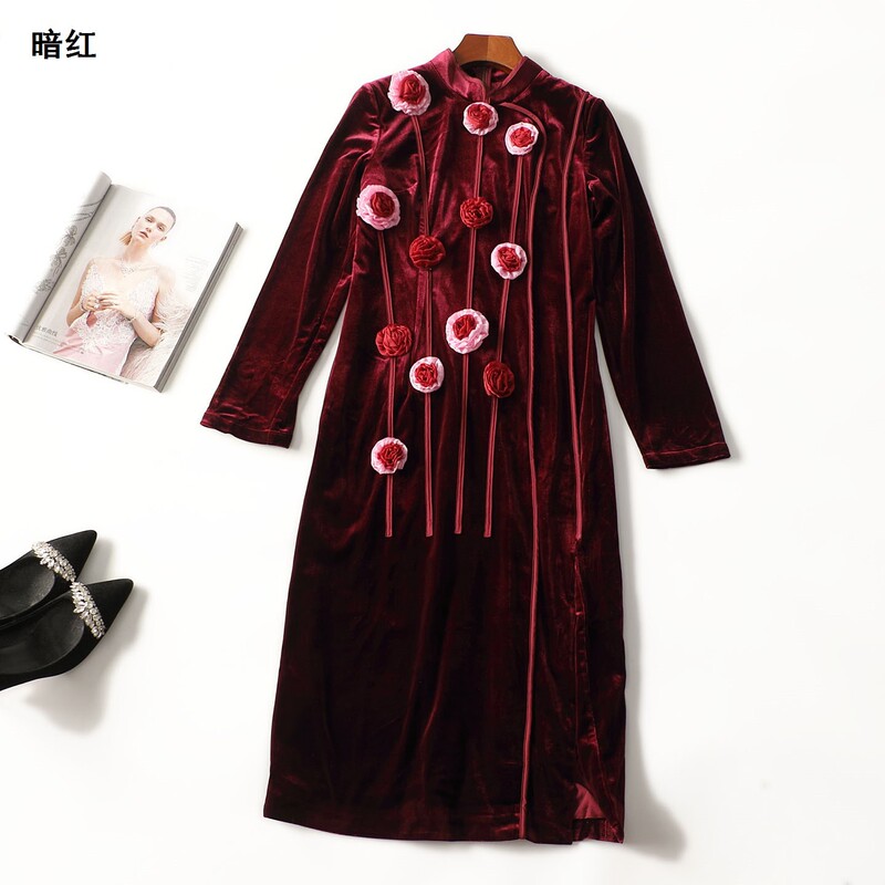 414585 Autumn long-sleeved extended-length dress Shenzhen Mingwei wholesale quality women's clothing clearance