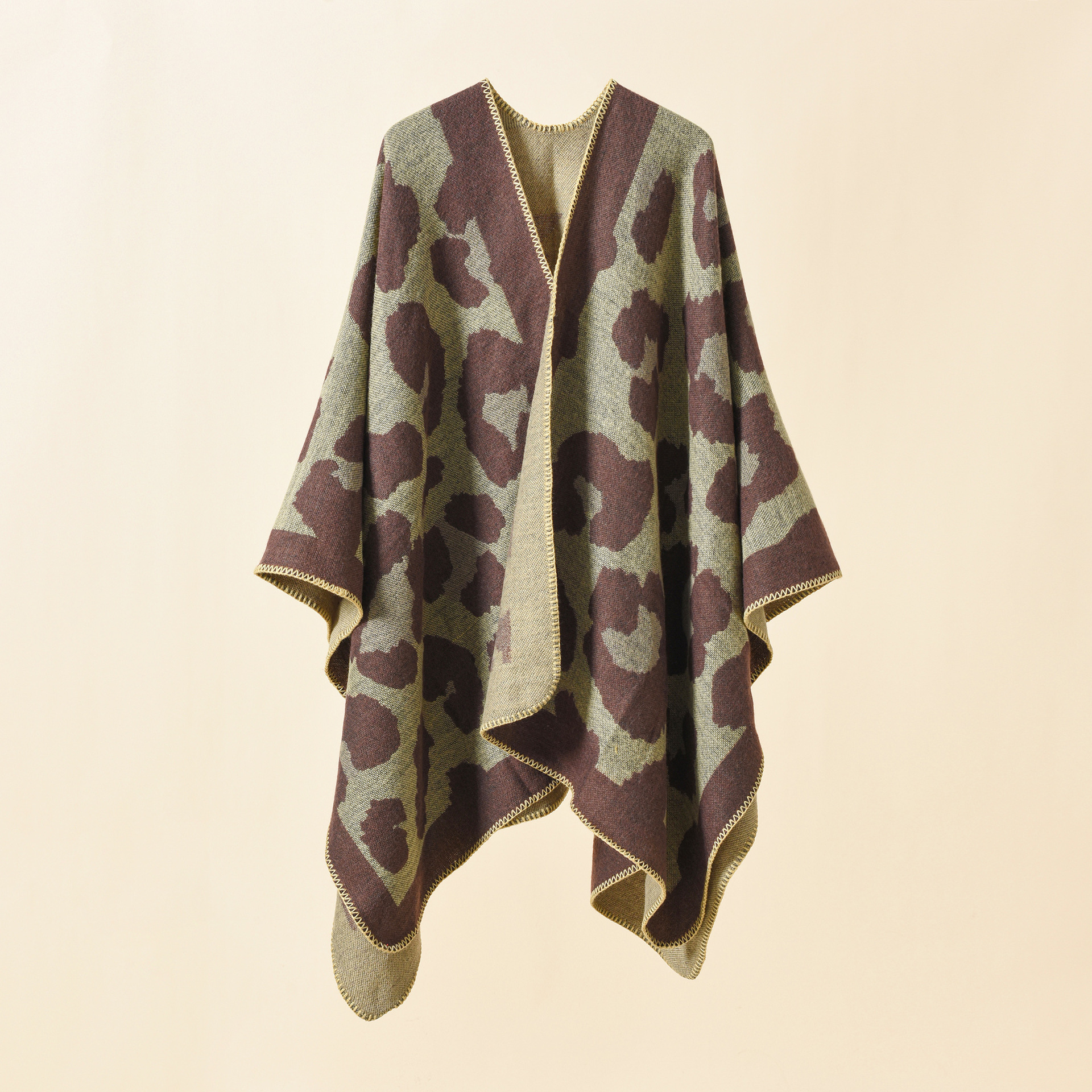 Primavera, otoño e invierno moda europea y americana cálido estampado de leopardo color a juego de las mujeres urdimbre multicolor simple chal