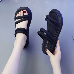 2025 New Style Sandals for Women, Summer Outer Wear, Thick-Soled Beach Sandals, Fashionable Ladies, Pregnant Women, High-End Flip-Flops