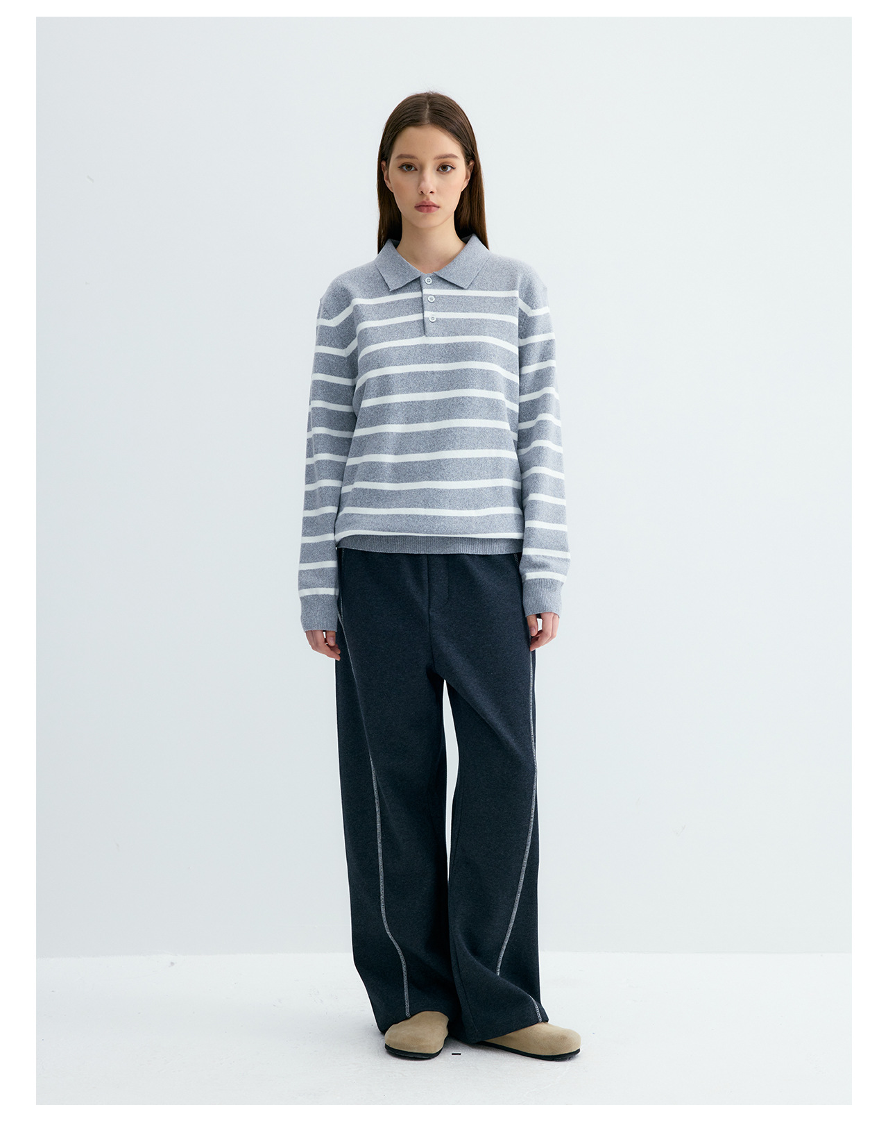UNF Color-Block Striped 300g Polo Sweater