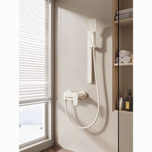 全銅奶油白色淋浴花灑套裝家用衛浴簡易無頂噴分體式浴室噴頭批發