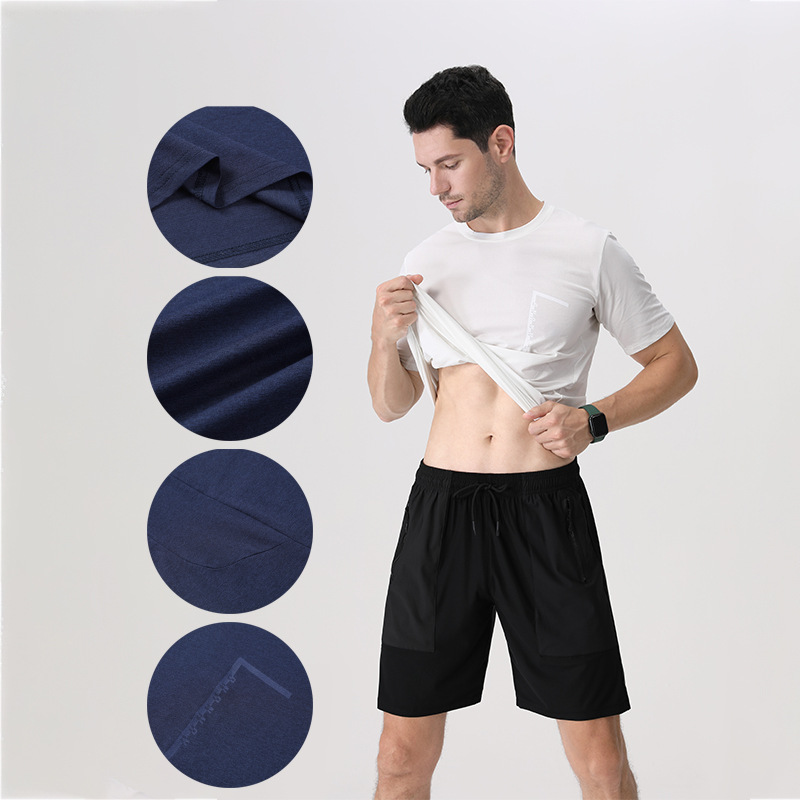 Summer LULU Men's Short-sleeved Round Neck Solid Color Quick-drying Clothes Training Fitness Breathable Loose Sports Running T-shirt
