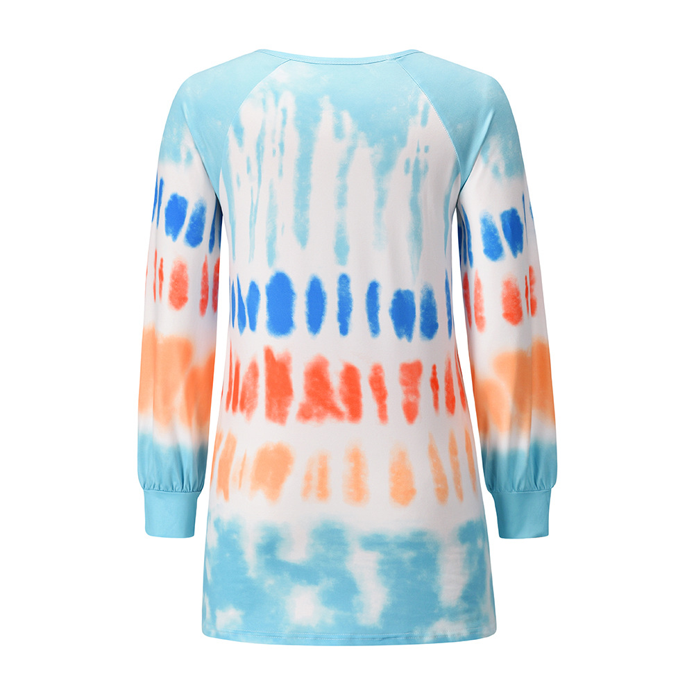 round neck long sleeve tie-dye print mid-length sweatershirt dress nihaostyles wholesale clothing NSHYG84114