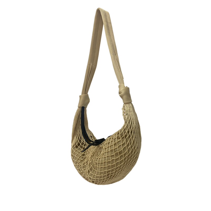 【Top Version】Beach Bag for Seaside Vacation, Croissant Bag, Woven Bag, Fishnet Tote Bag, Crossbody Bag for Women, Large Capacity