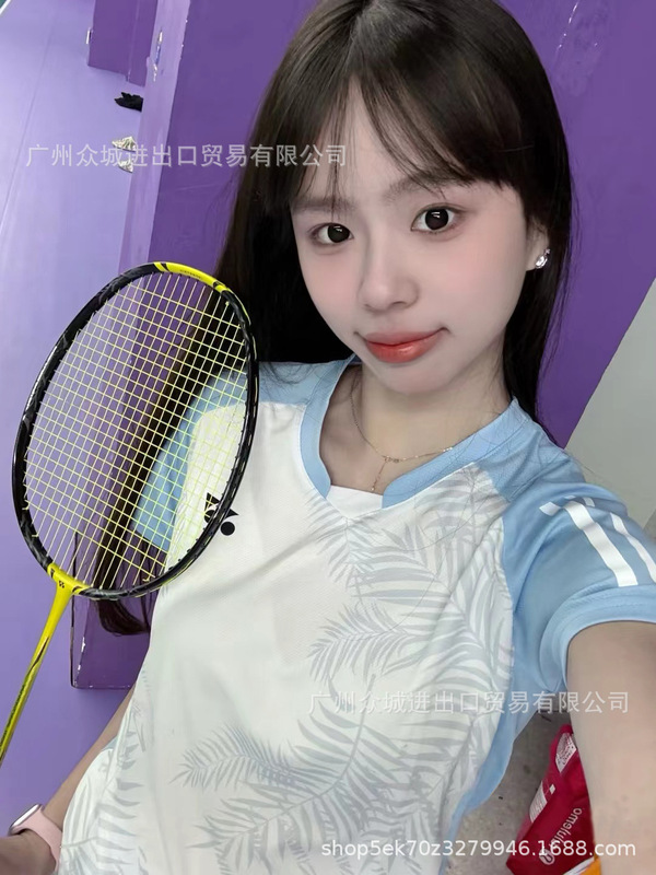 YY新款速干羽毛球服女款小飞袖运动t恤大赛服短袖男比赛队服球衣|undefined