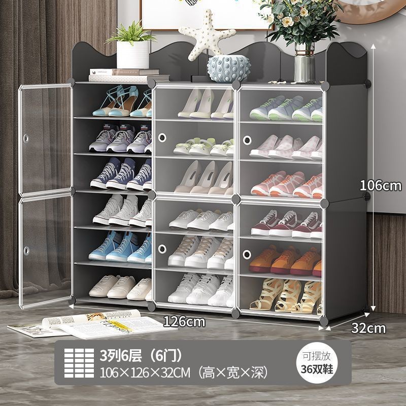 Estante de zapatos simple puerta doméstica multicapa de almacenamiento a prueba de polvo interior nuevo tipo 2026 alquiler transparente gabinete de zapatos de plástico