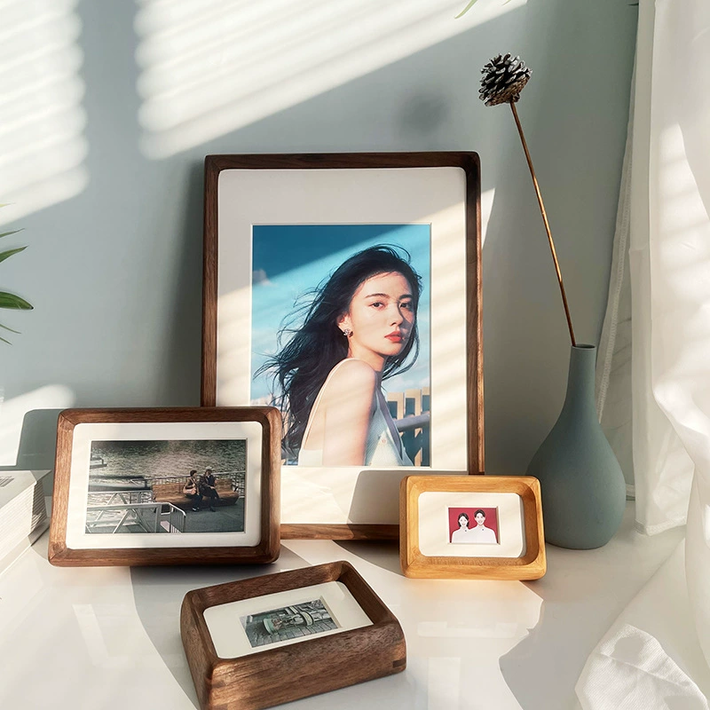 Врезная и врезная фоторамка из цельного дерева для мытья стола фото с продвинутым смыслом каллиграфия и живопись сертификат Свадебный образец настольного украшения в наличии