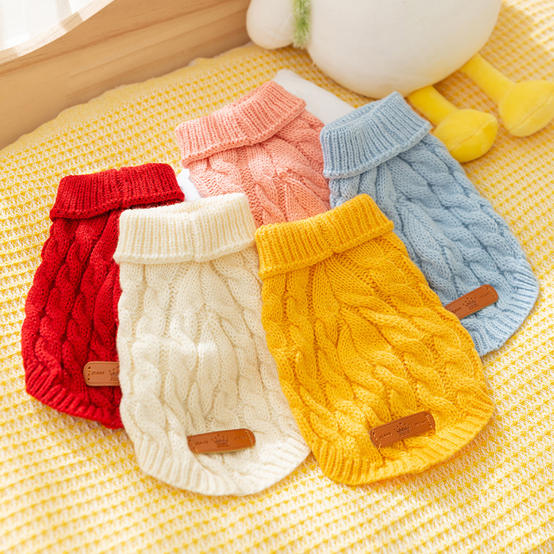 Otoño y invierno perros clásicos simple jersey jersey feline calentamiento grueso Teddy Bear mascota ropa de perro