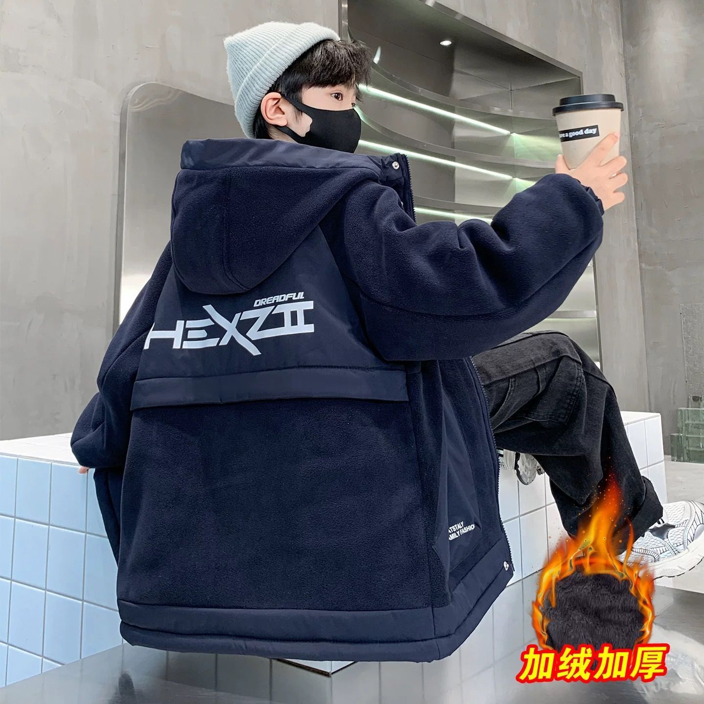儿童装男童冬装加绒外套2026新款中大童秋冬款男孩加厚冬季派克服