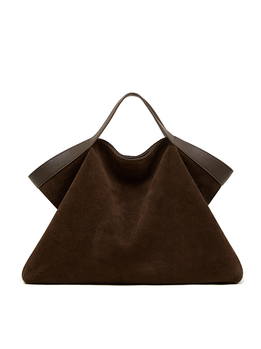 Retro Matte New Season Shoulder Bag Large Capacity Premium Texture Commuter Tote Bag Genuine Leather Women's Contrast Color Crossbody Bag - Thumbnail 8