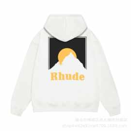 长期有跨境外贸Rhude骏马落日印花明星款潮流宽松个性印花连帽卫