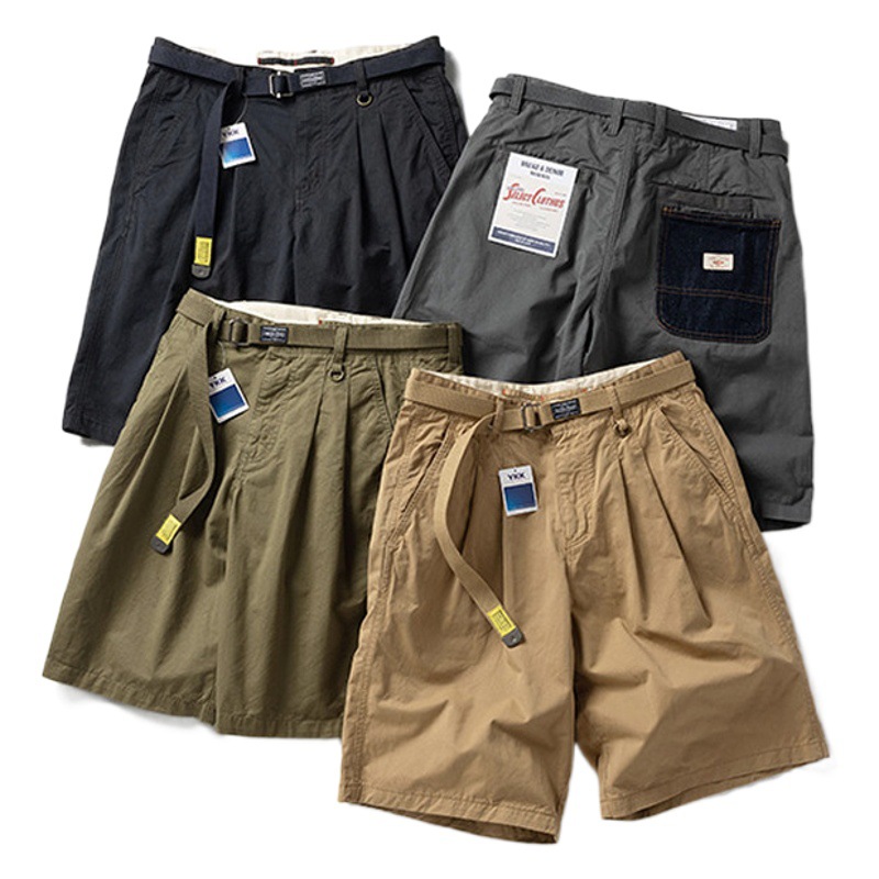 日系アウトドア機能多ポケットレトロ工装半ズボン男性日系潮牌ゆるいストレートカジュアル五分ズボン