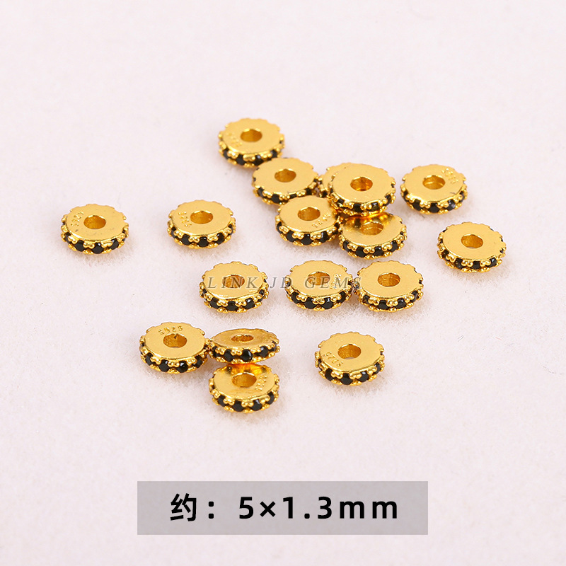 24K gold plated black zircon spacer