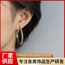跨境高级感夸张素圈耳圈银色大圈圈耳环新款轻奢气质圆圈耳饰批发